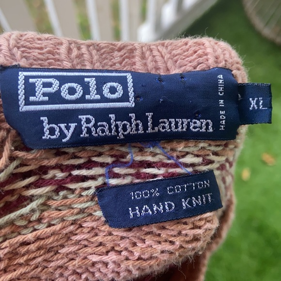 Vintage Polo Ralph Lauren Pink Nordic Hand Knit Sweater XL - Picture 5 of 6